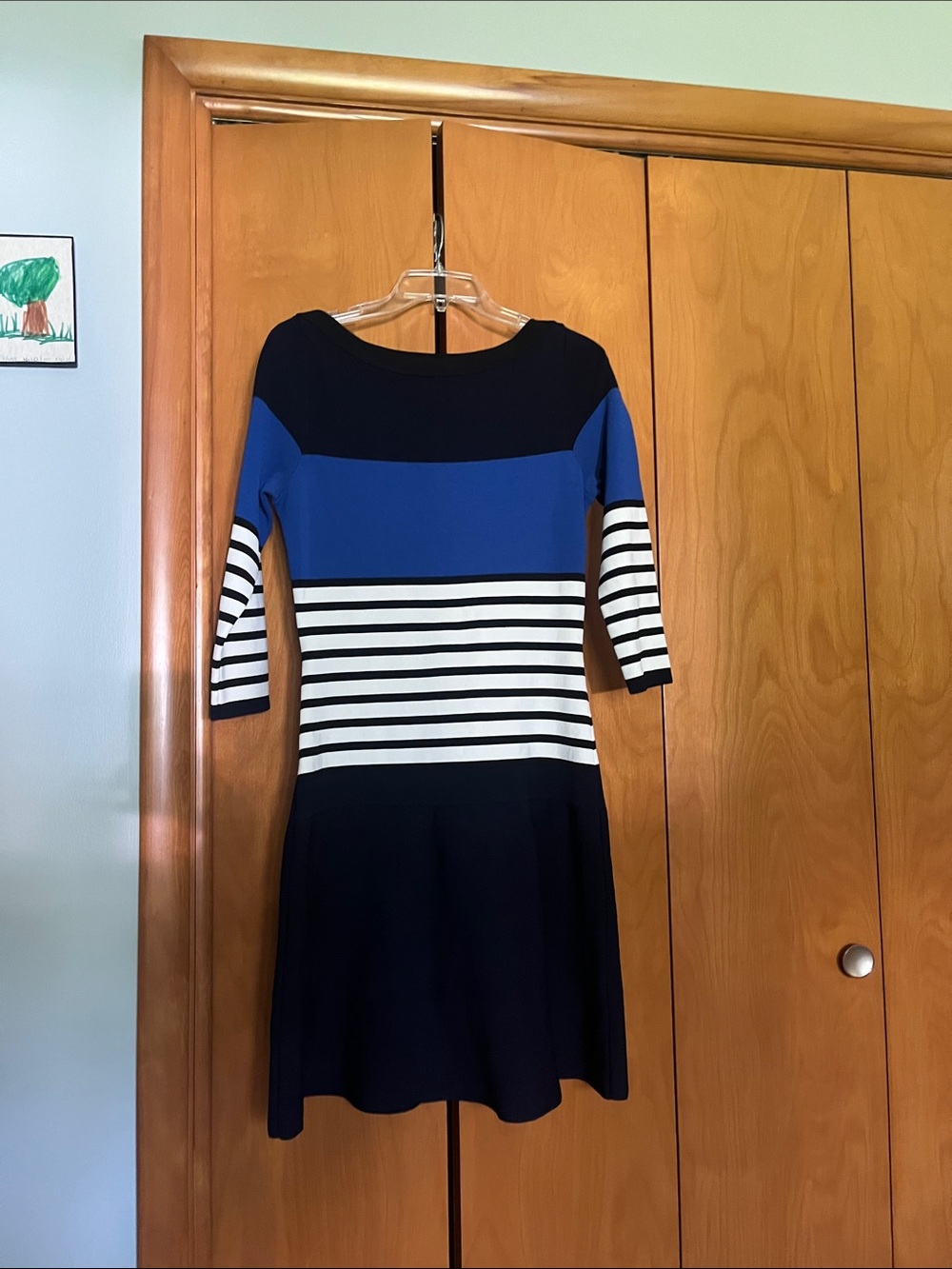 kate spade Navy, Cobalt & White Striped Fit-and-Flare Dress
